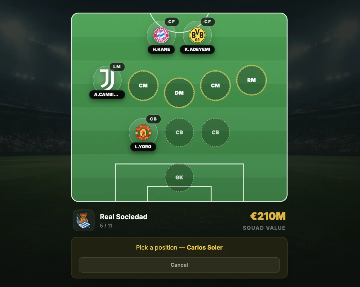 Draft XI position assignment mock
